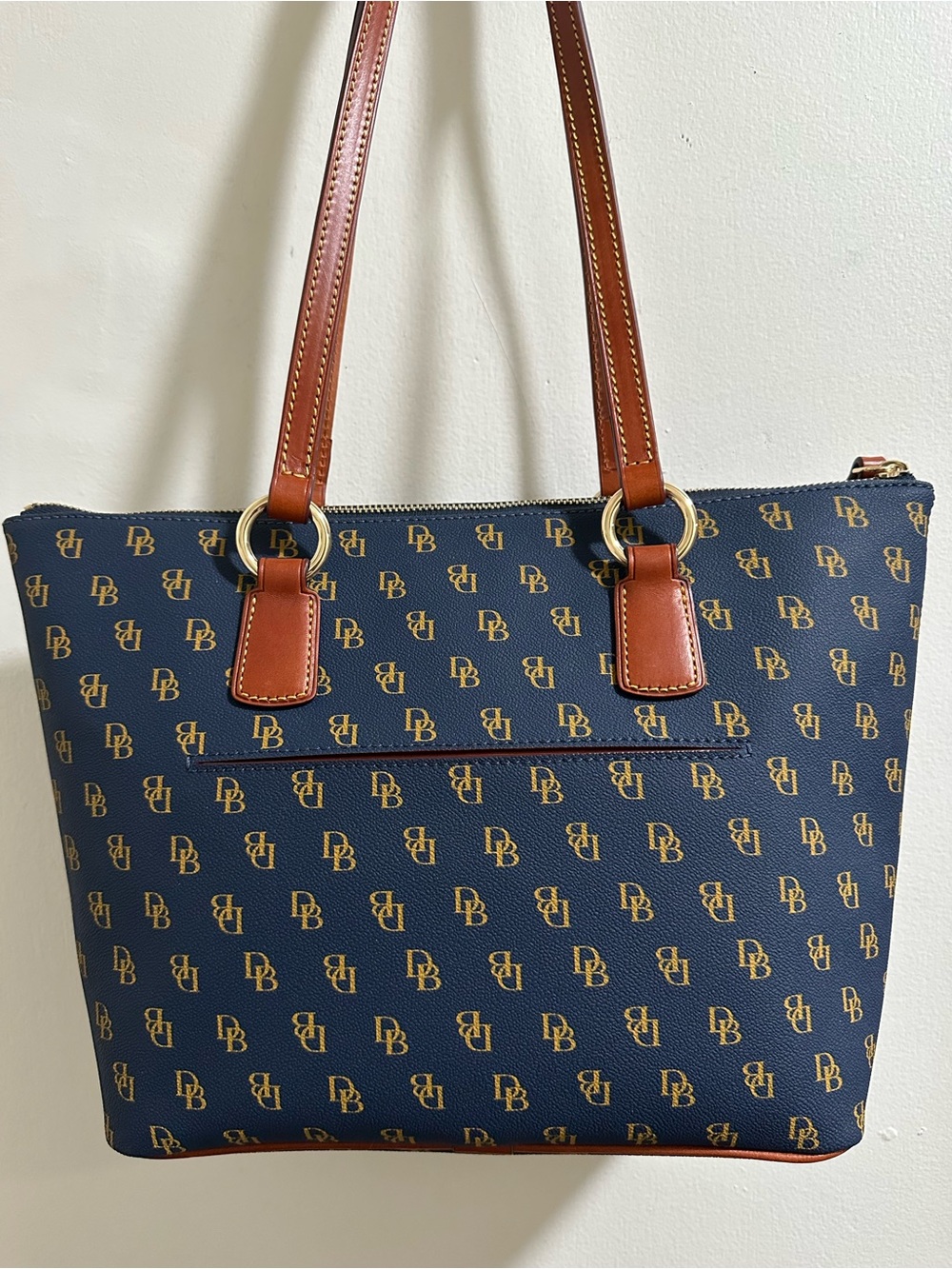 Dooney & Bourke Navy and Brown Signature Tote - Picture 5 of 16